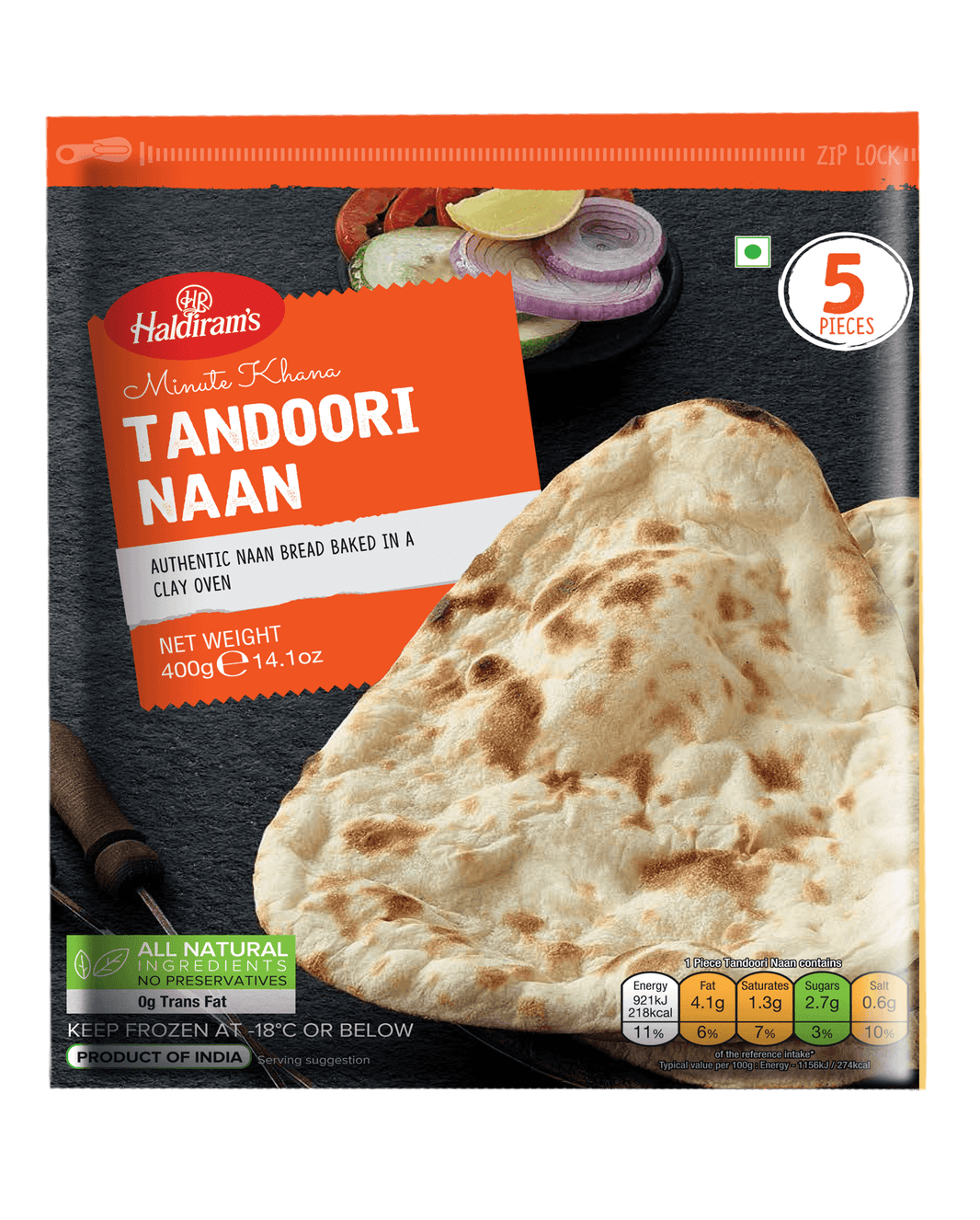 Haldiram Tandoori Naan 5 Pieces 400g