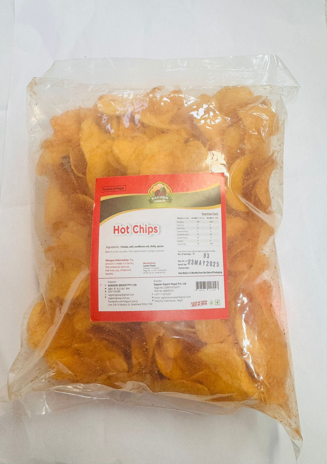 Sagoon Hot Potato Chips 200g
